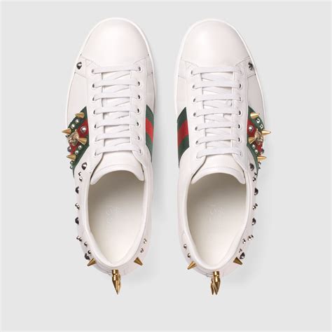 gucci ace studded leather sneaker replica|gucci ace gg suede sneakers.